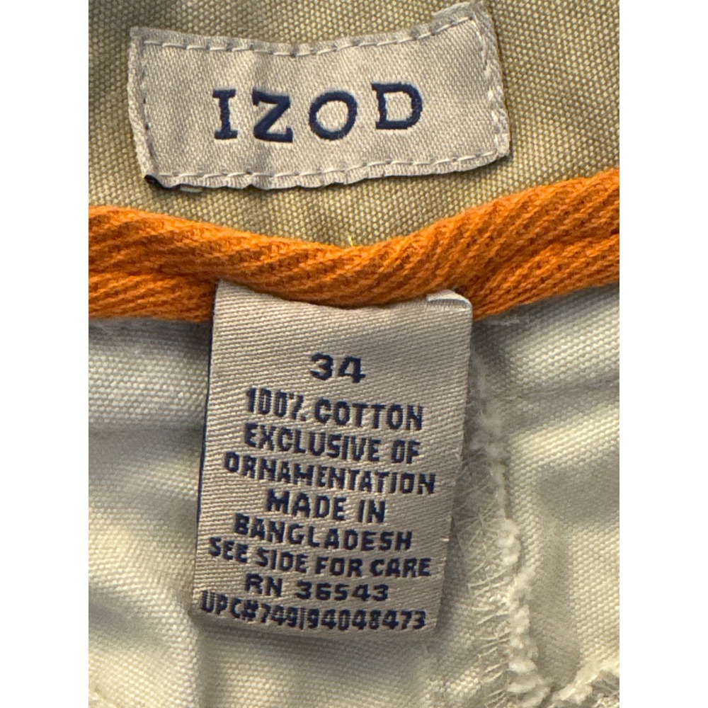 IZOD Mens Cargo Shorts Size‎ 34 Beige Outdoor Casual Comfortable - Picture 3 of 5